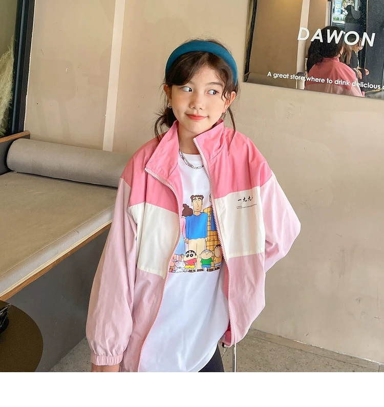 女童外套春秋新款中大童洋气撞色薄款儿童上衣WE109