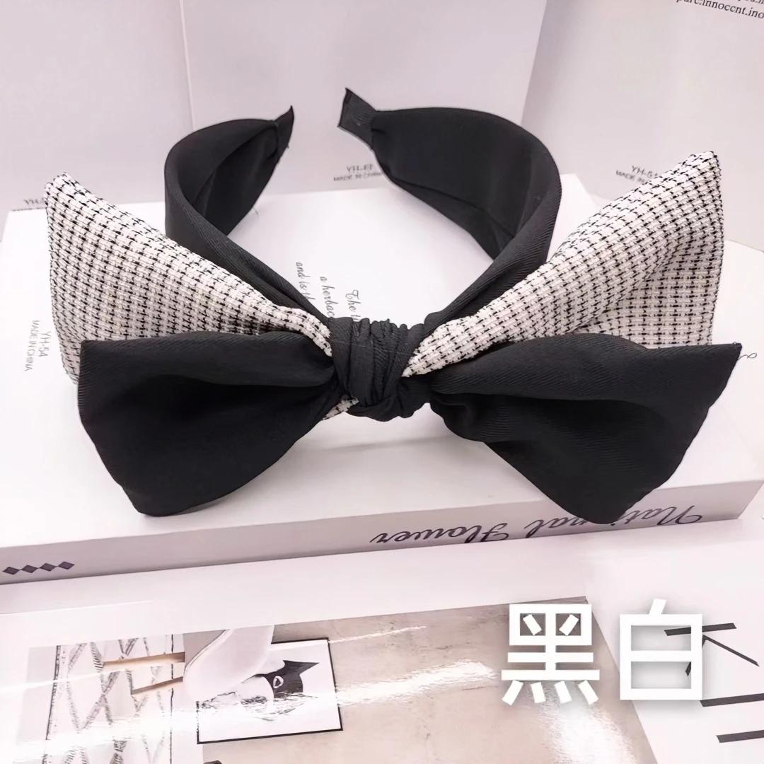 非金属布艺发饰 小香风双层蝴蝶结发箍网红时尚百搭外出发卡头箍