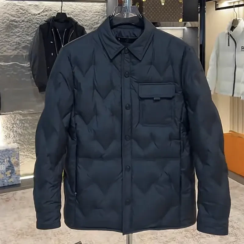 男士翻领商务休闲短款夹克外套秋冬季保暖上衣时尚百搭简约款外套