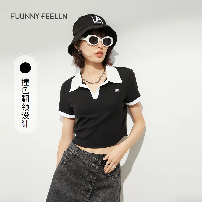 【九月专属】针织T恤短款液氨工艺面料时尚百搭女气质FM00569
