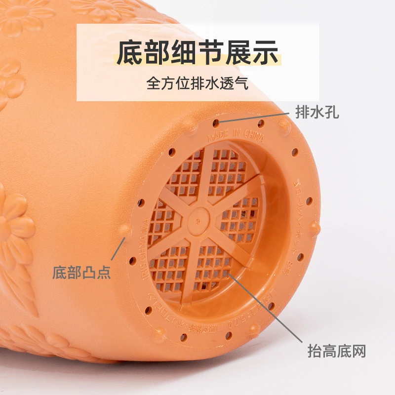 爱丽思长浮雕透气阳台塑料树脂圆形月季绣球养花环保树脂经典花盆