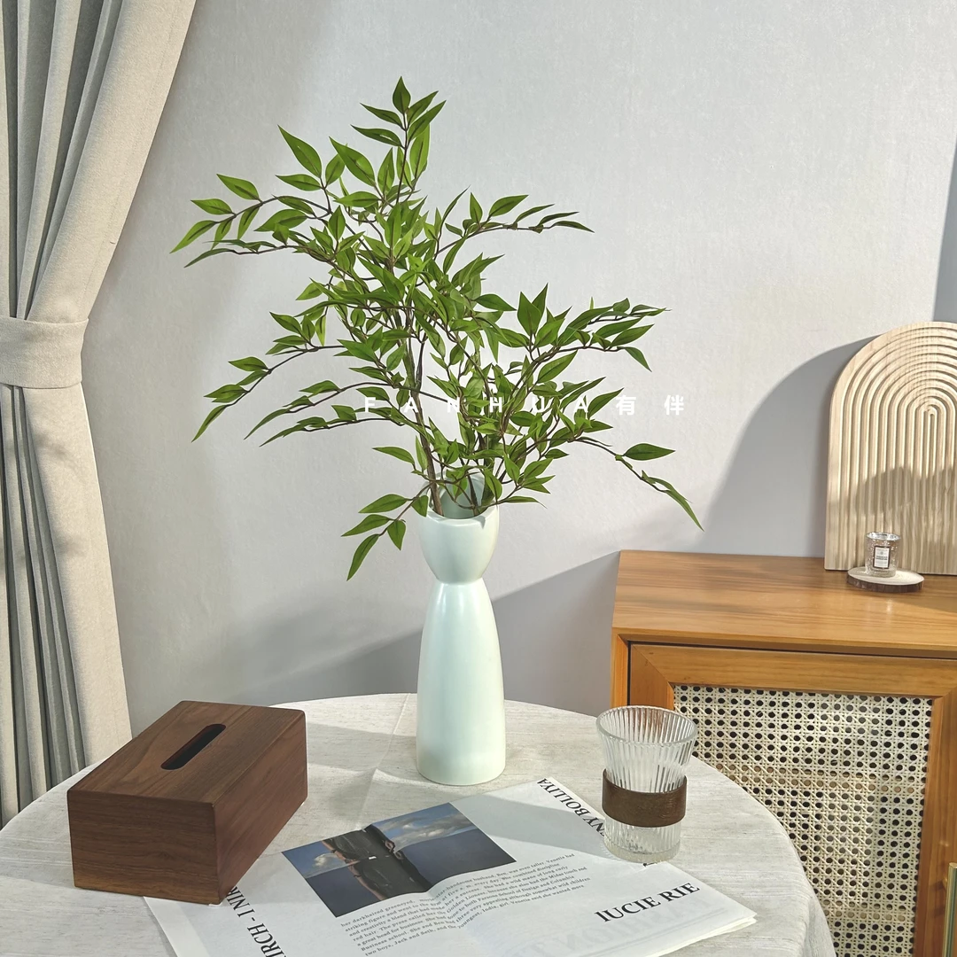 【柚苏】仿真南天竹单枝多叉假绿植树枝客厅商场装饰造景落地摆件