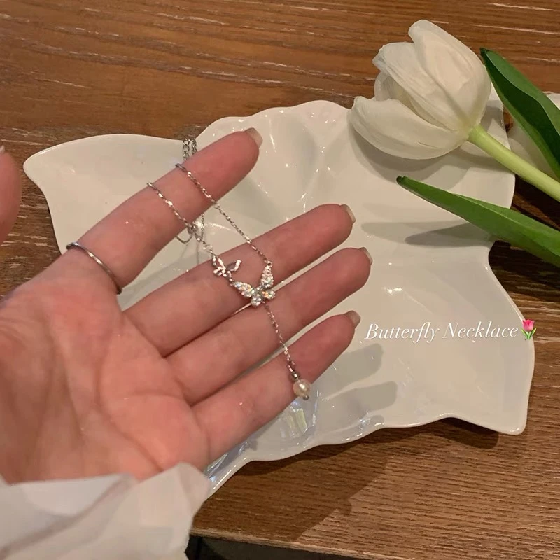 坠链均足银 双蝴蝶套链