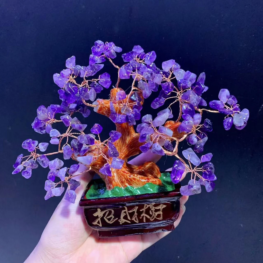 天然巴西乌拉圭紫水晶树摆件