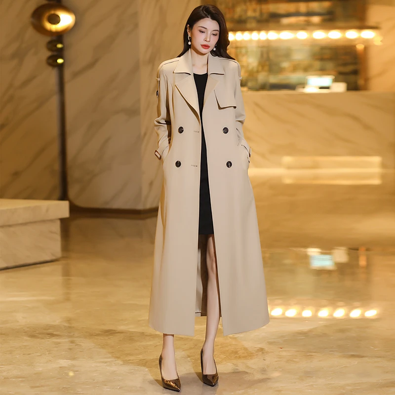 长款风衣春秋女装新款显瘦收腰高级感时尚过膝女外套轻奢长款风衣