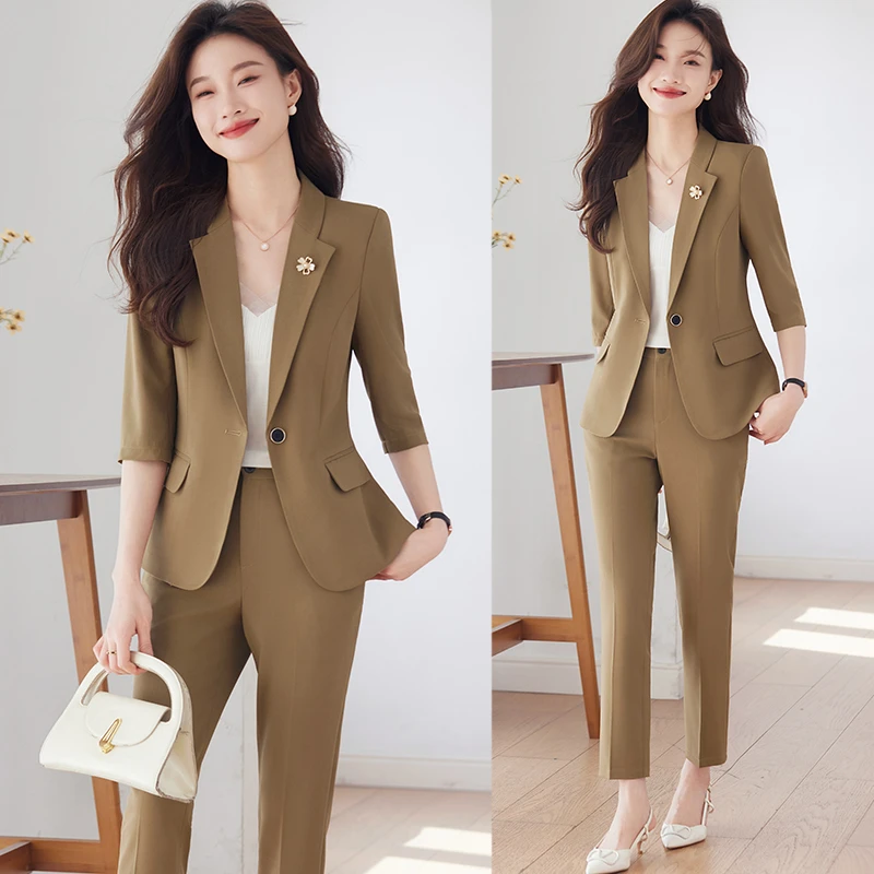 七分袖韩版小西装外套女夏季2024新款时尚休闲气质职业西服套装薄