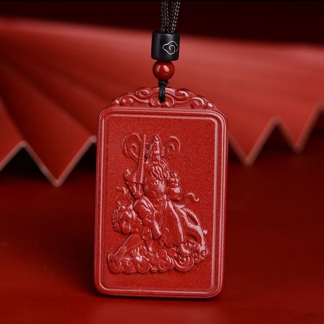 含辰砂工艺品保真正品高含量朱砂赵公明天师五路财神吊坠挂件