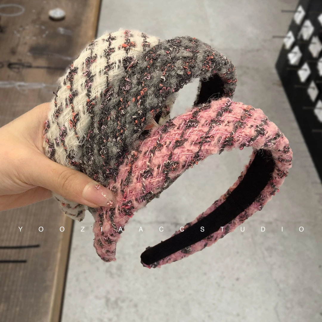 新款韩国饰品网红发饰秋冬头饰针织头箍ins毛线蝴蝶结高颅顶发箍