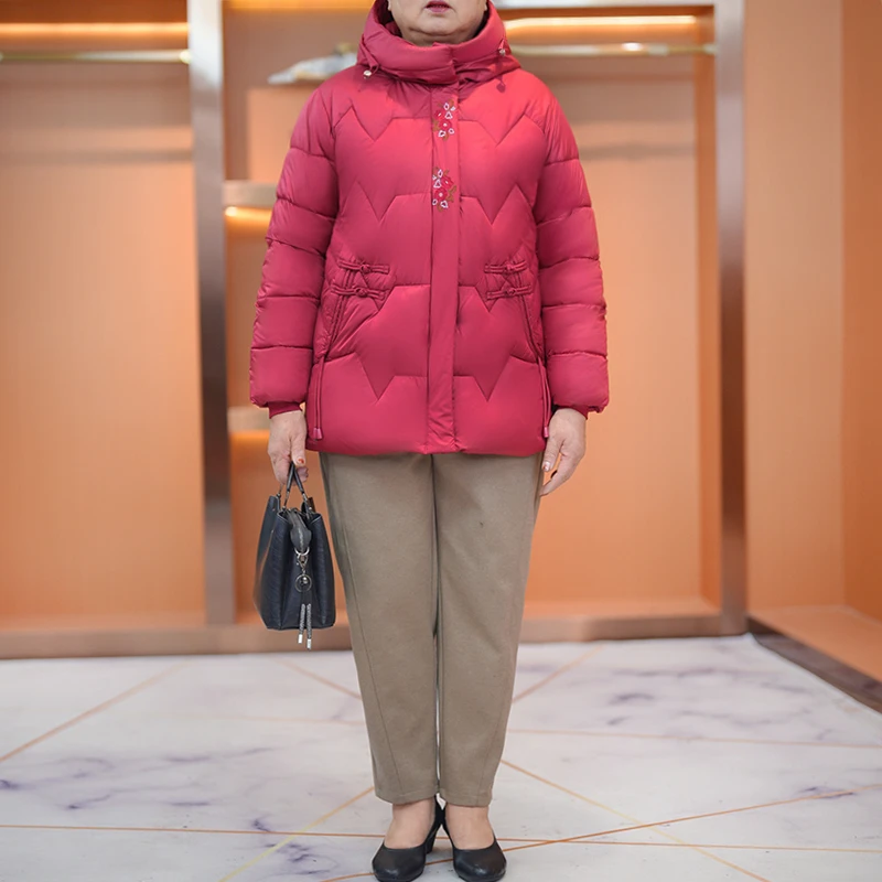 妈妈装加棉加厚大码连帽棉服外套宽松2025冬新款中老年休闲上衣女