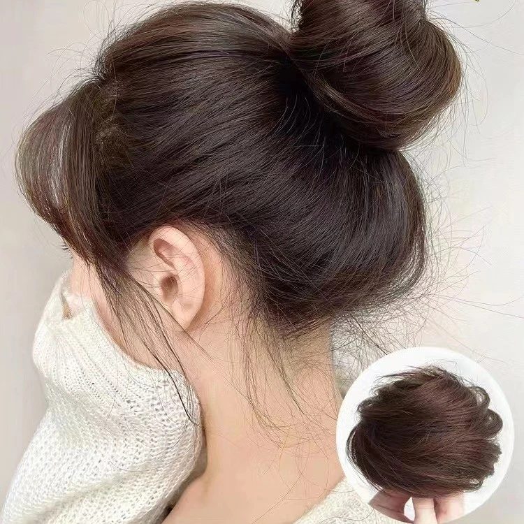 真发丸子头假发女自然蓬松发圈花苞懒人盘发神器可爱减龄百变逼真