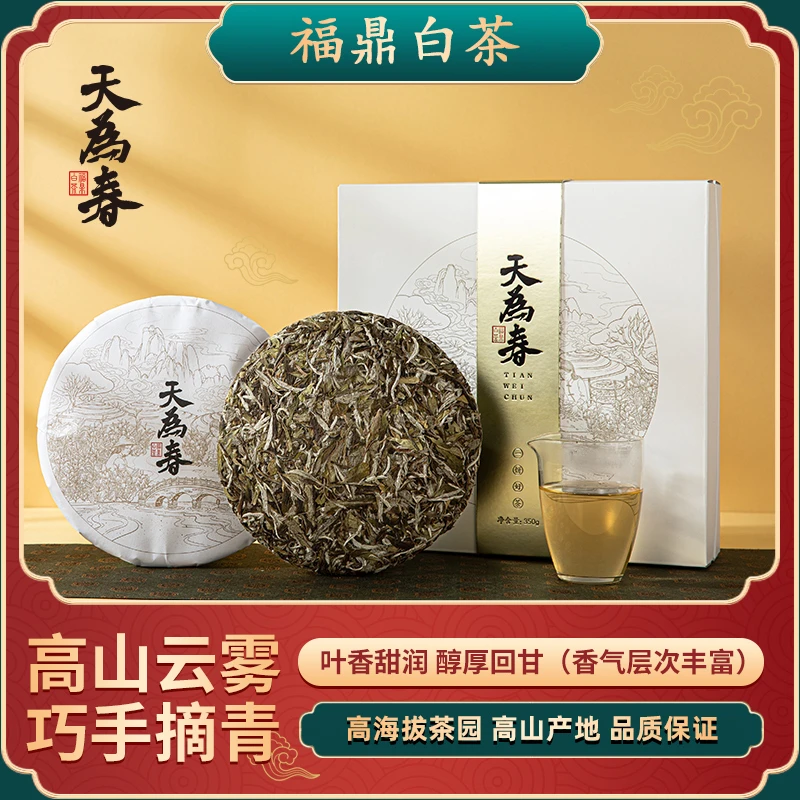 天为春福鼎高级白牡丹（2020）三年早春头采干仓饼茶300g经典工艺