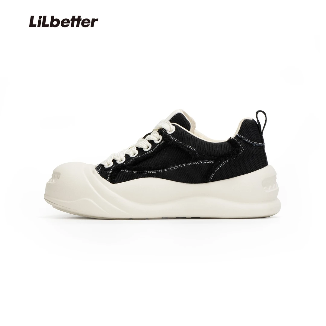 LILBETTER 【想开了】鲨鱼嘴开口笑百搭透气低帮厚底帆布鞋男女同款