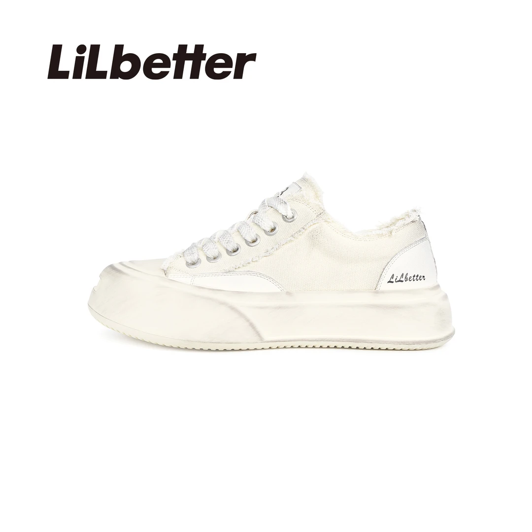 Lilbetter 这次一定  圆头做旧透气轻便 低帮厚底帆布鞋 男款