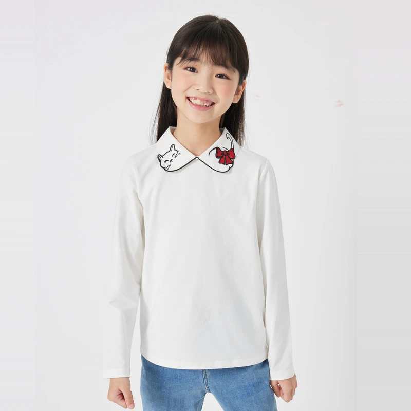 [商场同款]EP雅莹童装秋冬女童新款猫咪刺绣长袖上衣5506A