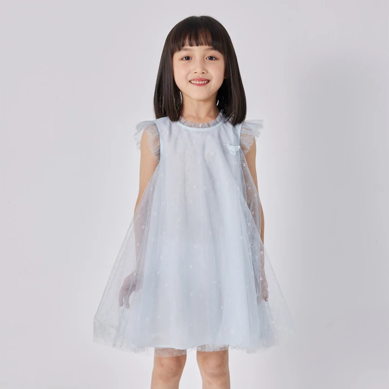 [商场同款]EP雅莹童装夏女童新款洋气精致网纱飞袖公主连衣裙