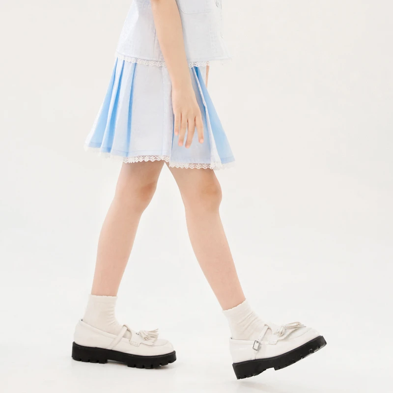 [商场同款]EP雅莹童装春夏女童新款洋气时尚蕾丝花边百褶半裙