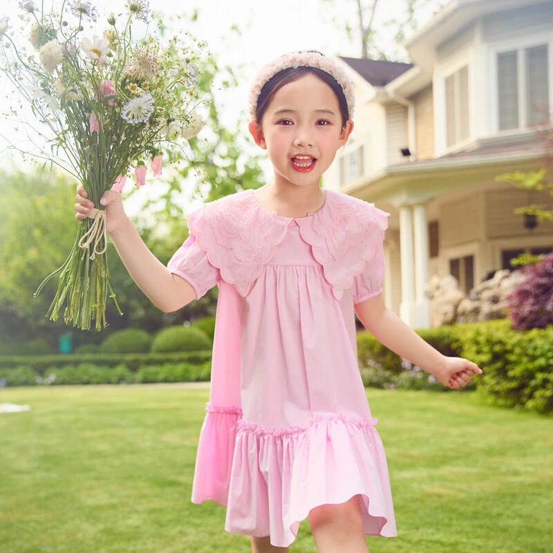 [商场同款]EP雅莹童装夏女童新款洋气时尚刺绣娃娃领连衣裙