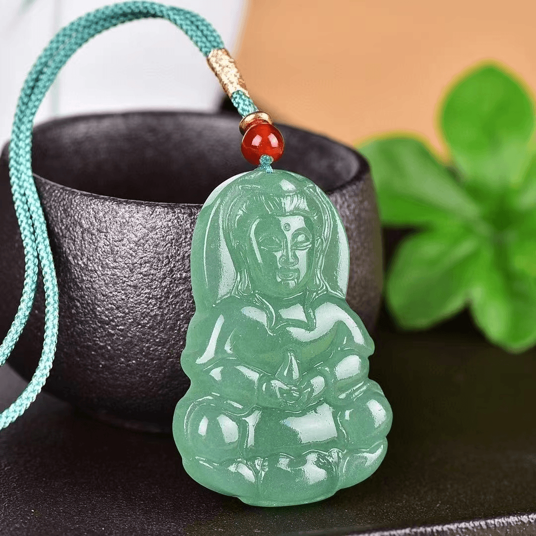 天然新疆玉观音吊坠绿色高冰百搭玉吊坠(拍一个发一多样性发货)