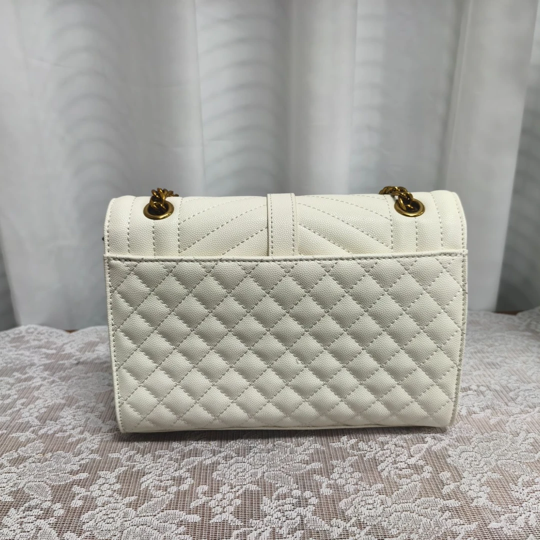 DL467时尚轻奢2024新款女士经典菱格单肩斜挎包#白色