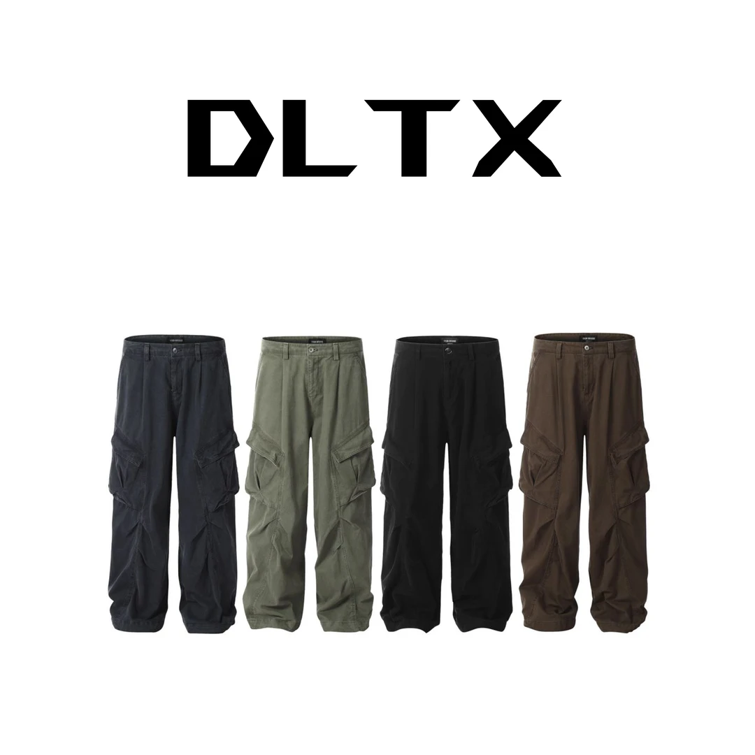 DLTX 美式复古水洗工装裤宽松直筒拖地裤夏季阔腿裤男女百搭长裤