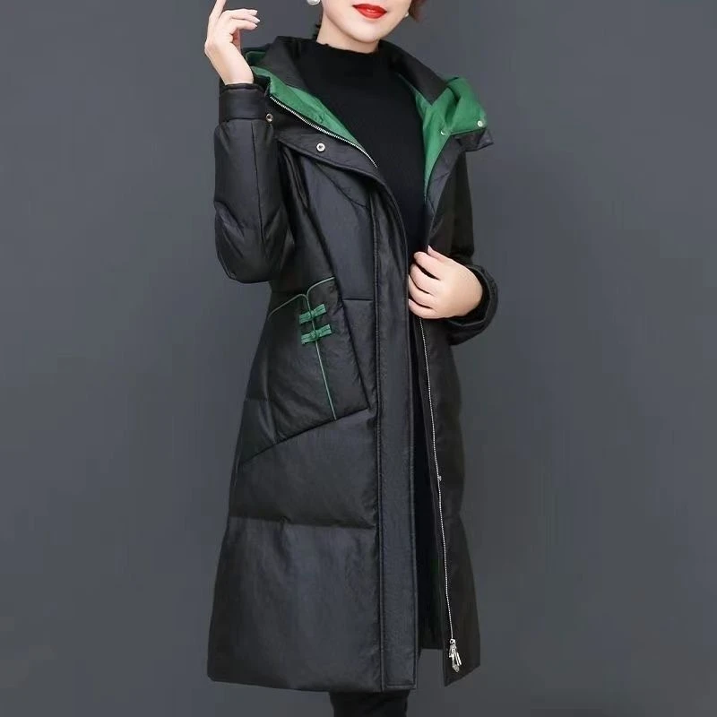 新款高端中长款外套时尚洋气棉衣修身免洗冬季潮