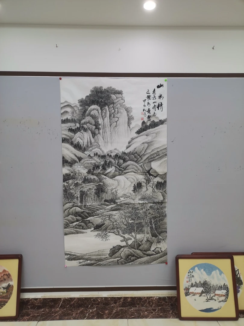 《山水情》六尺竖幅国画装饰字画(以直播间挂画展示为准)纯手绘