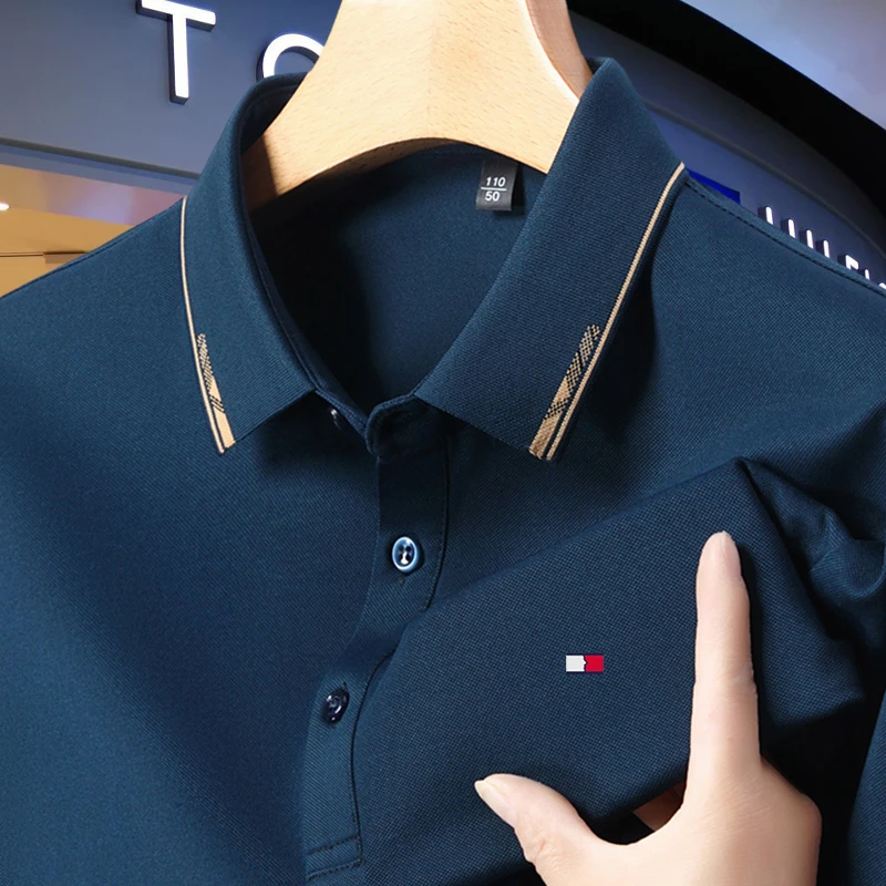汤米希凯利男士短袖polo衫高端桑蚕丝休闲又时尚男士夏季短袖