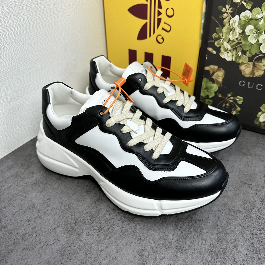99新 GUCCI/古驰 黑白熊猫配色增高老爹运动鞋欧41.5/99新