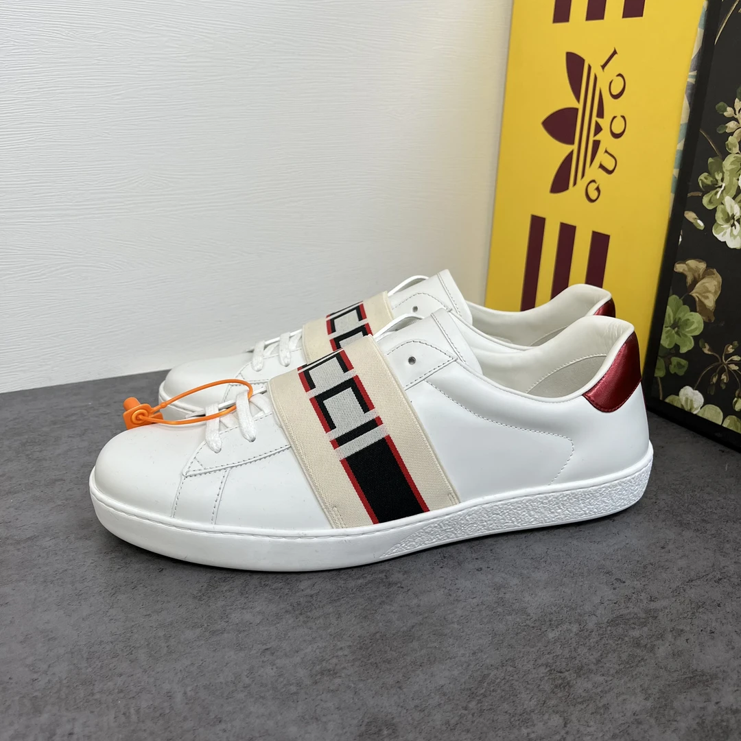 未使用 GUCCI/古驰 特价/Gucci白色绑带时尚休闲板鞋/43码/242