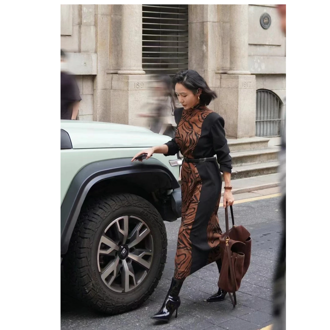 图雅高级定制系列显瘦性感豹纹连衣裙