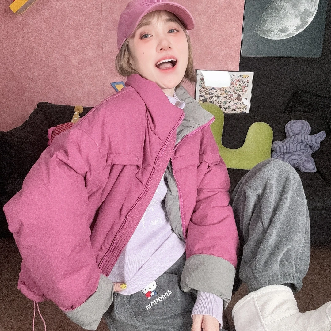 Apr.【蔓越莓】彩色立领保暖时尚显白休闲韩版冬季棉服外套24A8019