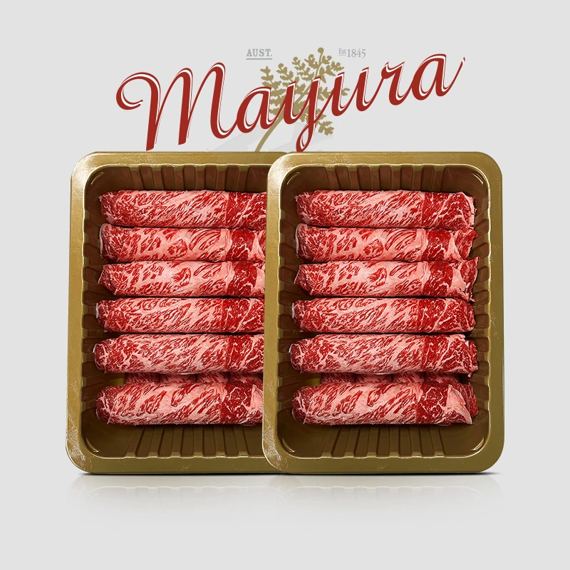 臻的牛 原切牛排澳洲mayura签名款纯血和牛M9+上脑火锅卷 500g*2