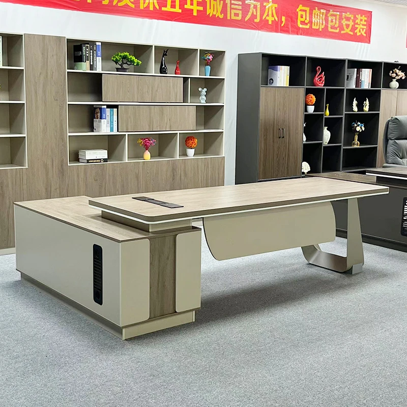 高颜值老板办公桌简约现代董事长总裁桌班台办公室办公桌椅组合