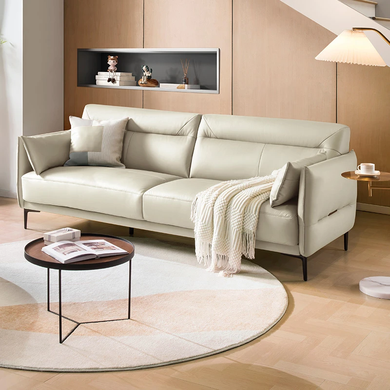 顾家家居KUKAHOME真皮沙发意式三人位落地皮艺头层牛皮系坐具1119