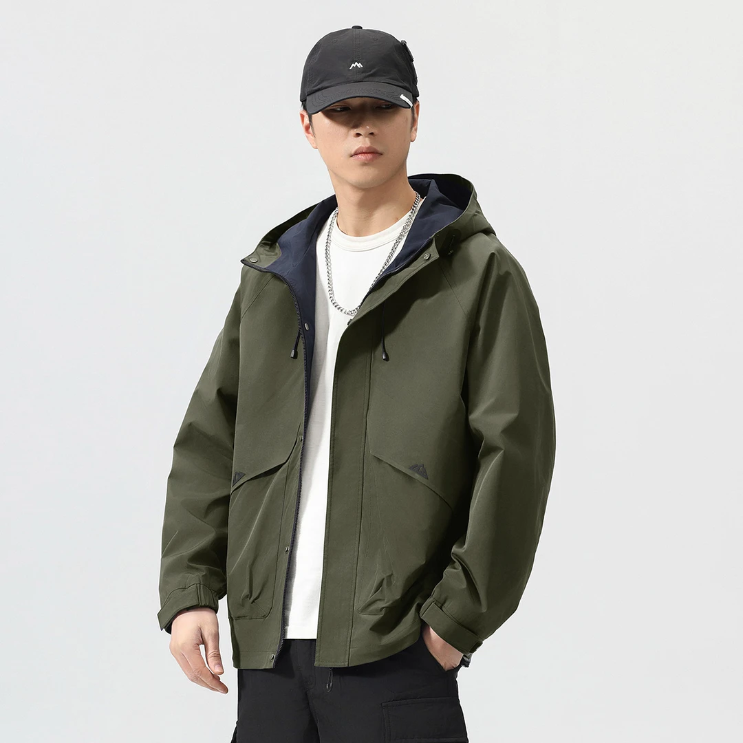 【菲林】91017春秋季新款户外百搭连帽夹克潮流时尚休闲男外套男士