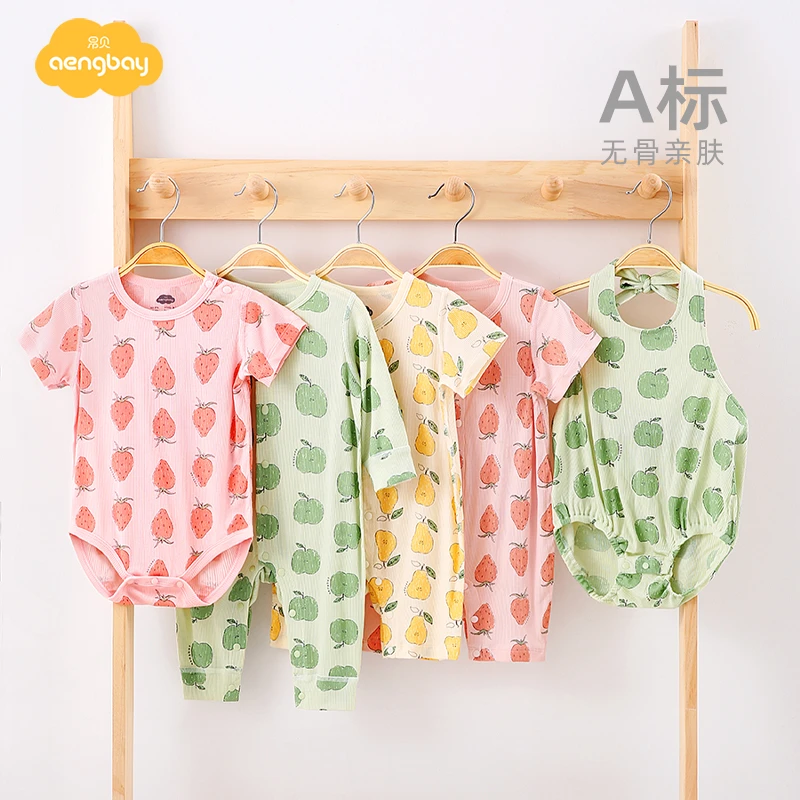 Aengbay婴儿夏季连体衣薄款新生儿空调服夏天衣服宝宝睡衣外出