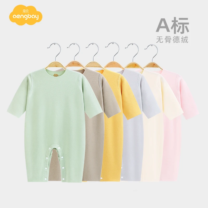 Aengbay婴儿德绒连体衣长袖宝宝保暖睡衣秋冬哈衣新生儿打底内衣