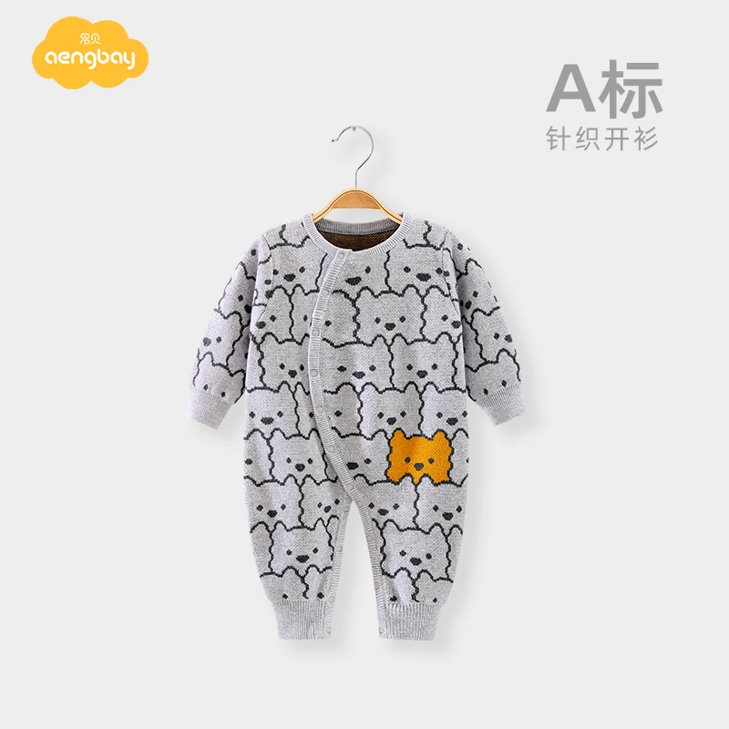 Aengbay婴儿连体衣春秋新生儿衣服连体衣婴儿和尚服宝宝哈衣打底