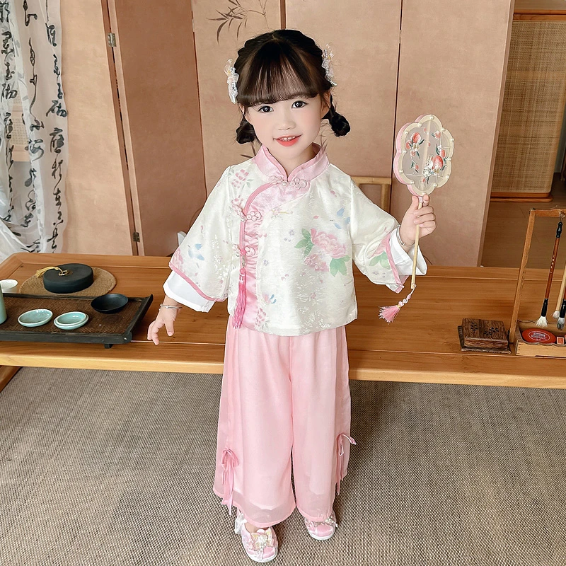 汉服女童秋款新中式国风套装古风洋气儿童唐装宝宝古装复古小女孩