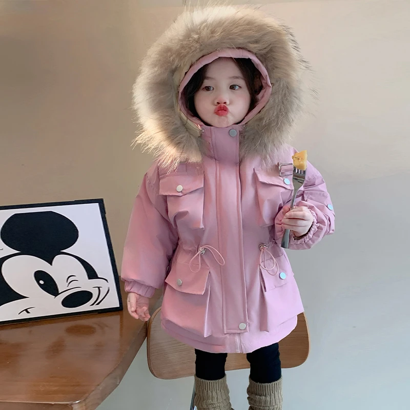 女童冬装加绒派克服儿童棉服女宝宝洋气夹棉外套女孩时髦冬天衣服