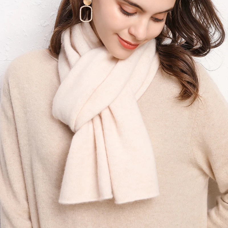 高档羊绒围巾100%纯山羊绒针织围巾男女情侣长款保暖围脖简约百搭