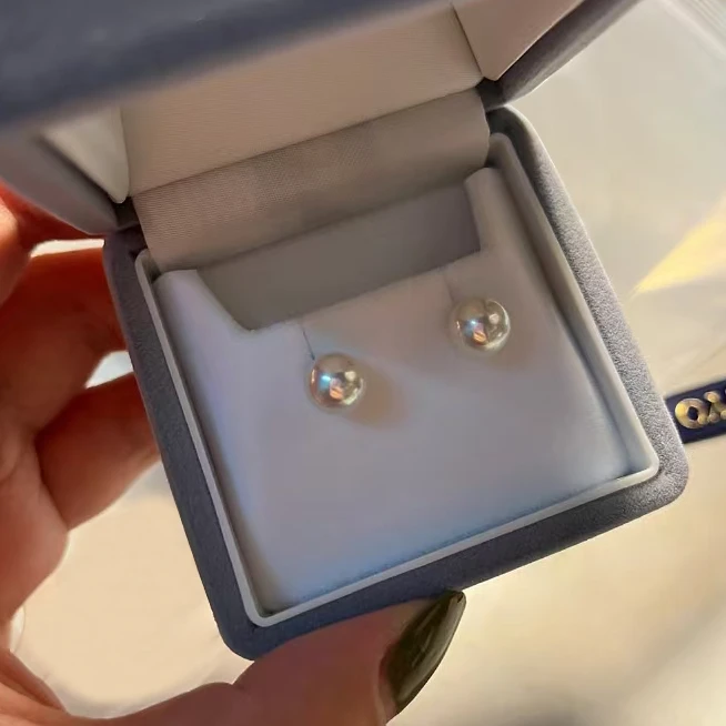 天然淡水珍珠耳钉真珍珠耳钉正圆媲美海水akoya海水珍珠耳钉耳饰