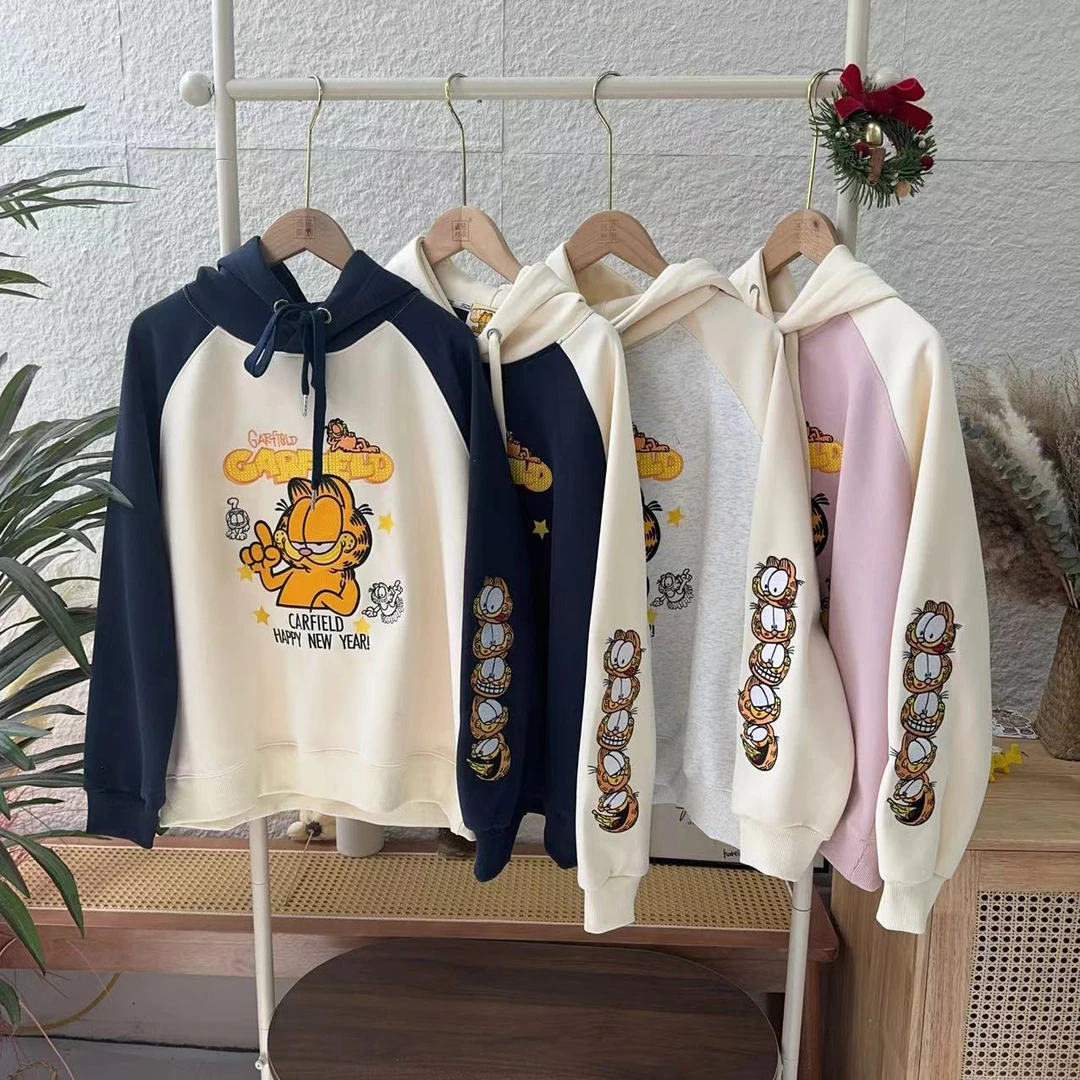 【春款外贸订单】加菲猫连帽 刺绣重工 重工刺绣 6051