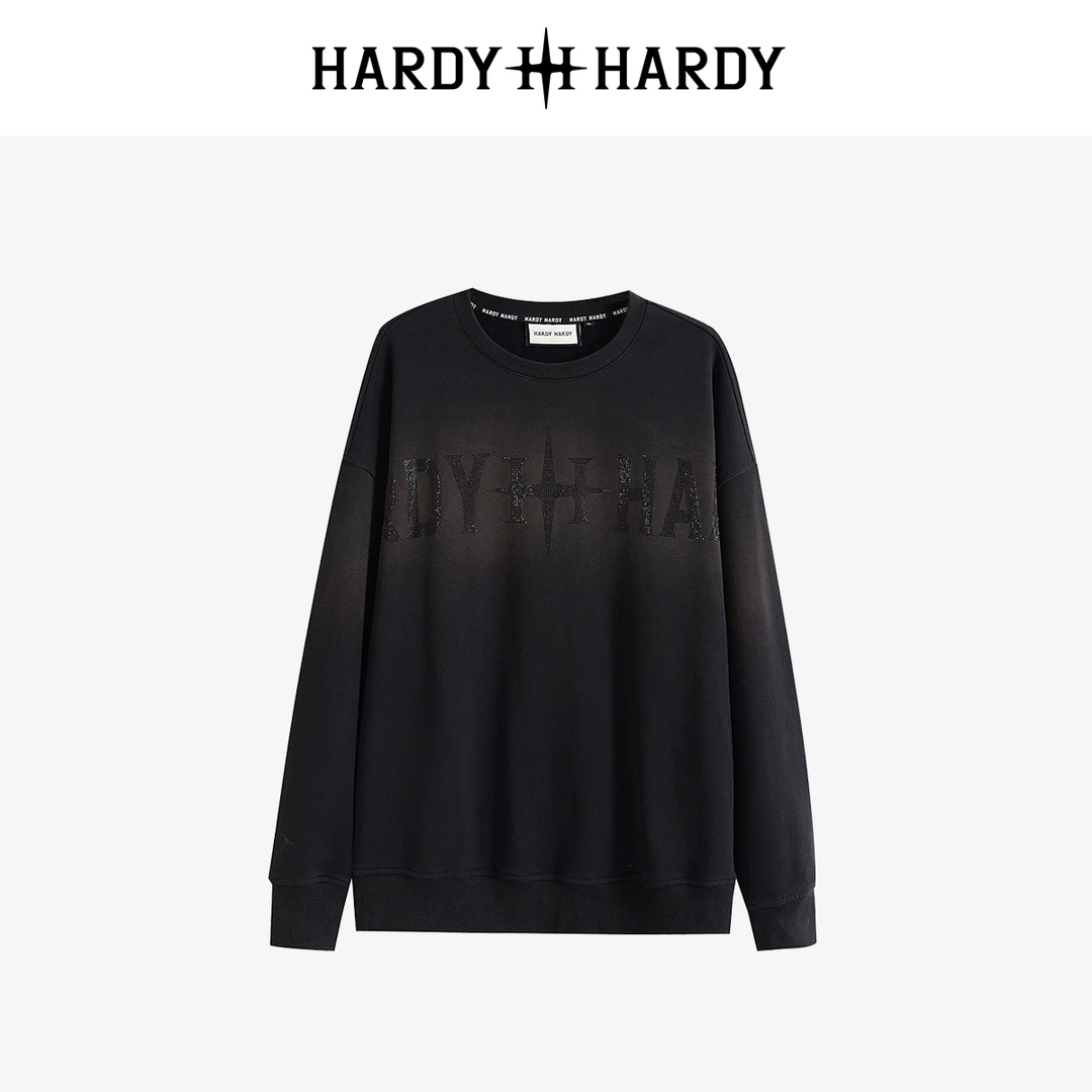 HARDYHARDY秋冬新款美式休闲字母烫钻长袖卫衣男女同款宽松上衣
