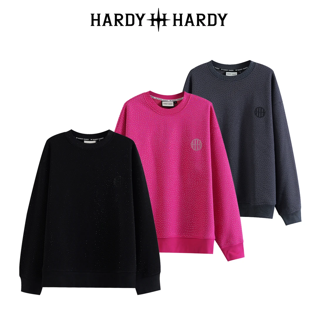 HARDY HARDY冬季新款满钻加绒圆领保暖卫衣男女同款情侣绒衫【DB】