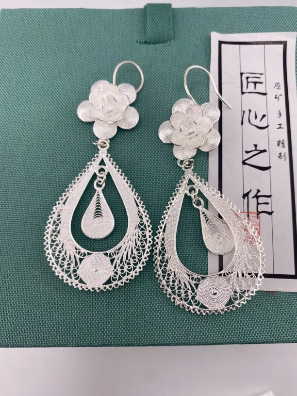 足银耳饰 905号大型水滴耳环，精美气质款