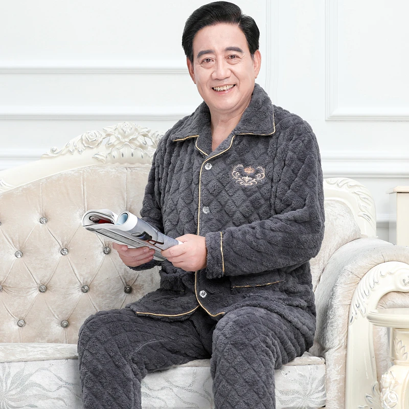 冬季冬天睡衣珊瑚绒男士加绒加厚保暖长毛绒睡衣男冬款加绒加厚
