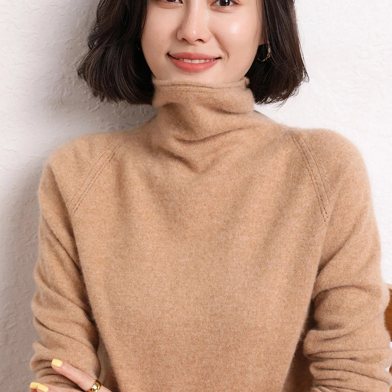 【宁宝】2024秋冬新款高级轻奢山羊绒衫堆堆领宽松打底衫柔软亲肤
