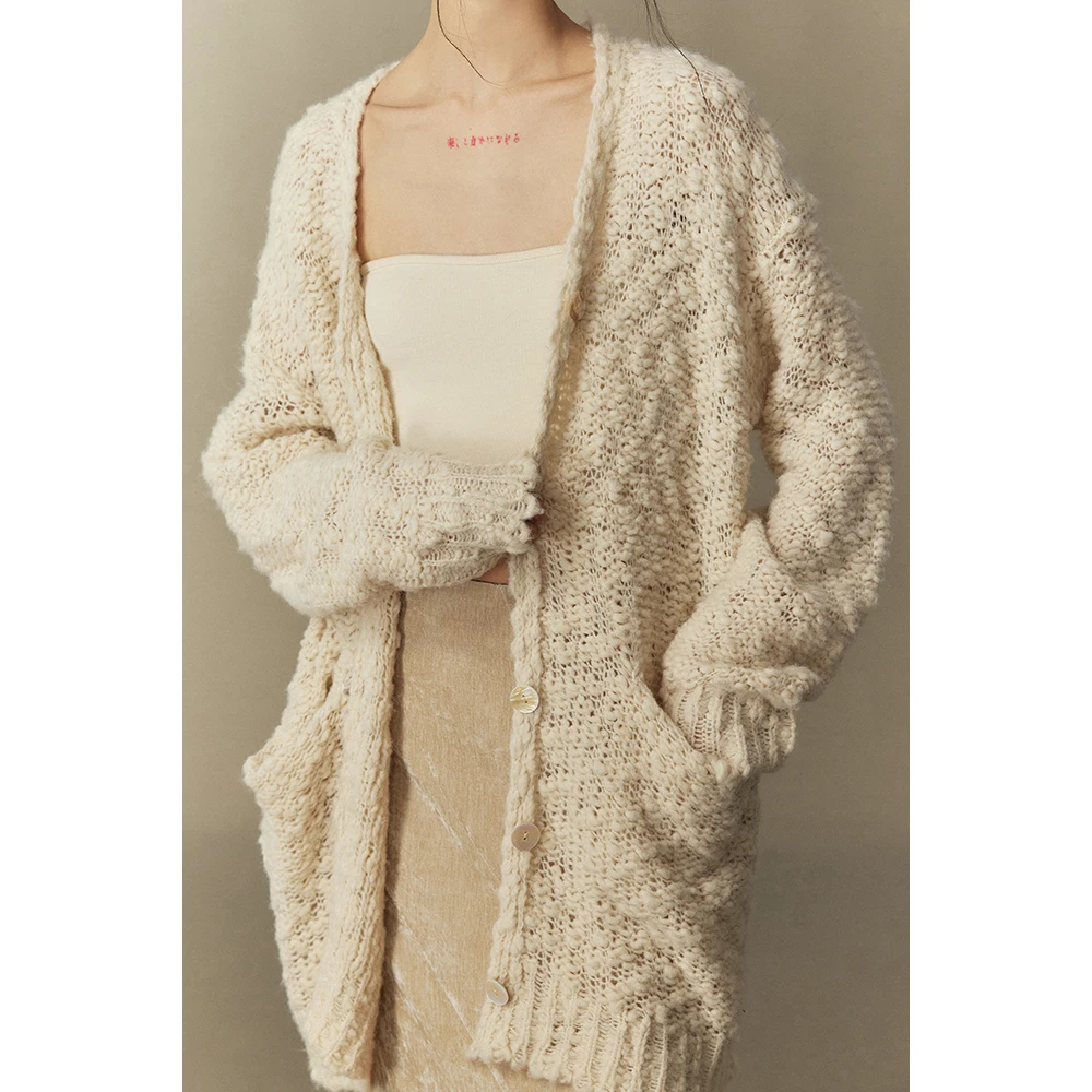 MURMUR MI 24PF 设计师品牌 肌理感中长款针织开衫