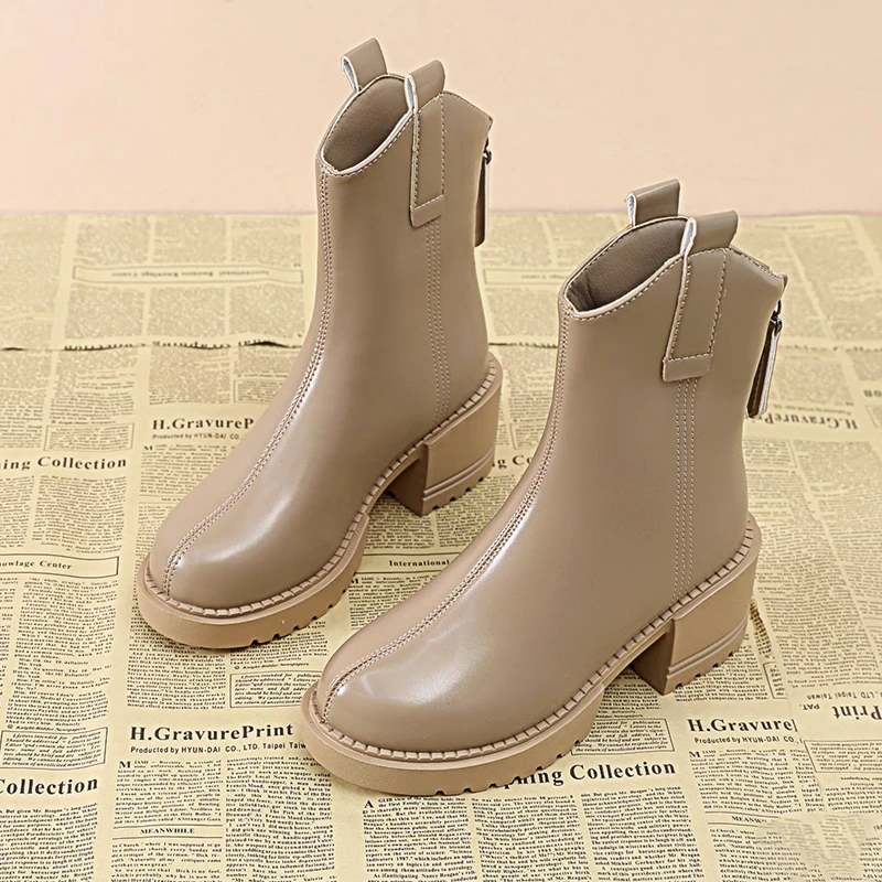 厚底复古切尔西靴女2024新款春秋洋气马丁靴百搭英伦烟筒靴短靴子